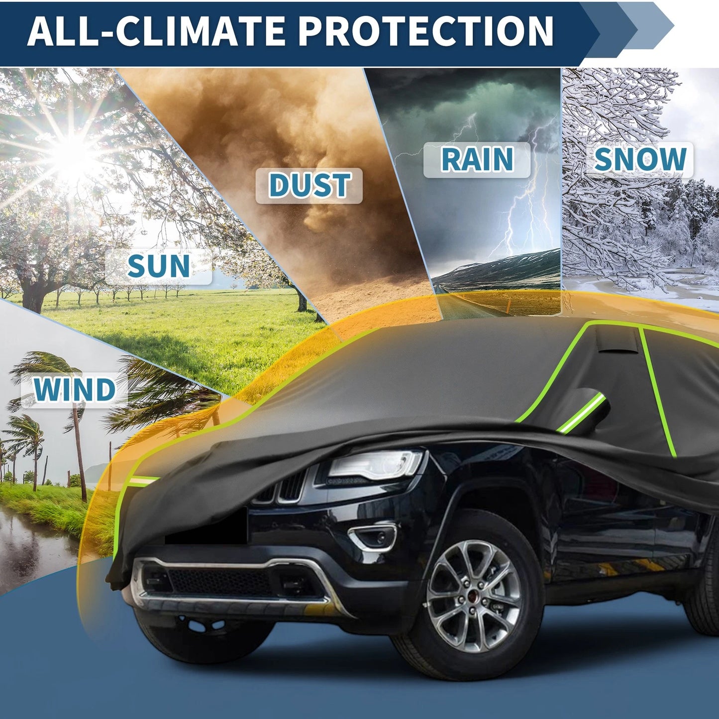 Waterproof All Weather Car Cover for Jeep Grand Cherokee (2002-2023) Black
