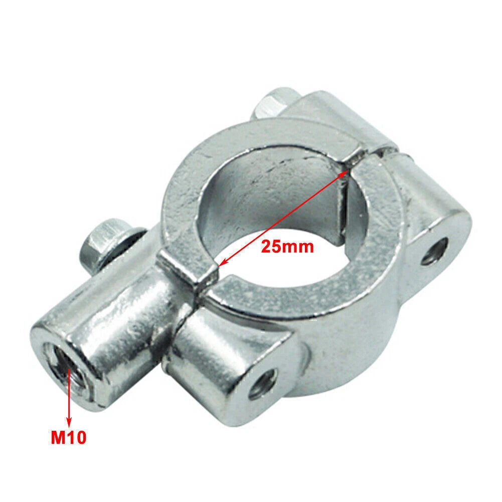 25MM M10 Motorcycle Silver Handlebar Mirror Mount Holder Clamp