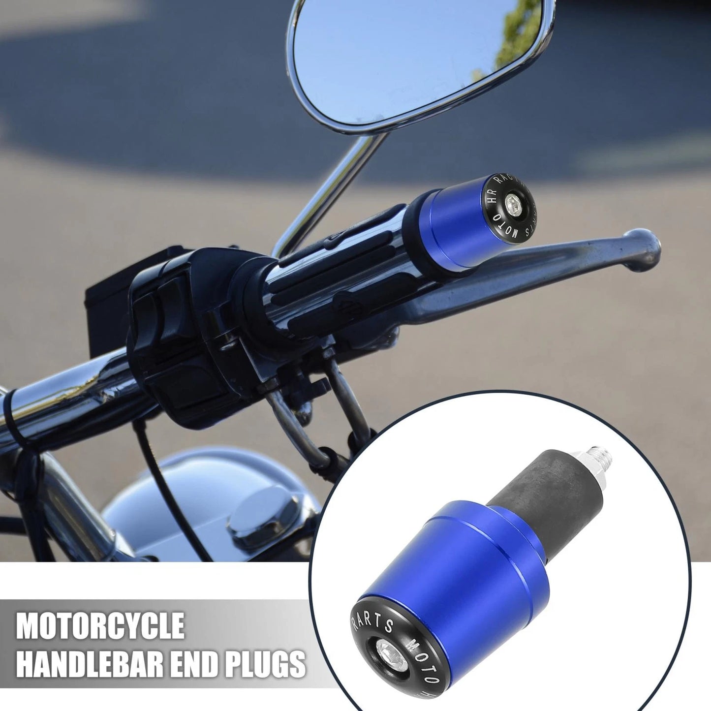 1 Pair 7/8" 22mm Blue Motorcycle Handlebar Plugs for Make Model