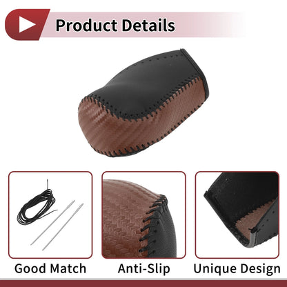 Car Gear Shift Knob Cover 1 Pc for Toyota Corolla (2014-2018) Brown Leather
