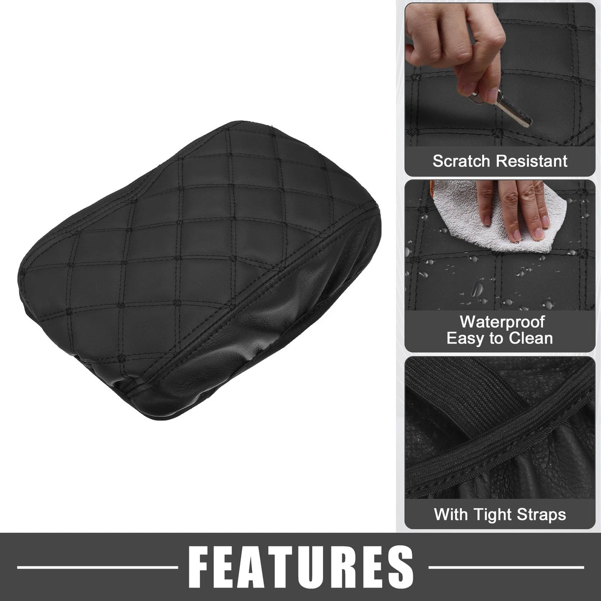 Center Console Armrest Cover for Toyota Corolla (2020-2023) Faux Leather Black