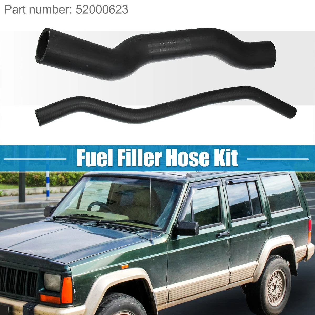 Fuel Fill & Vent Hose Kit for Jeep Cherokee XJ (1984-1996) Rubber Black