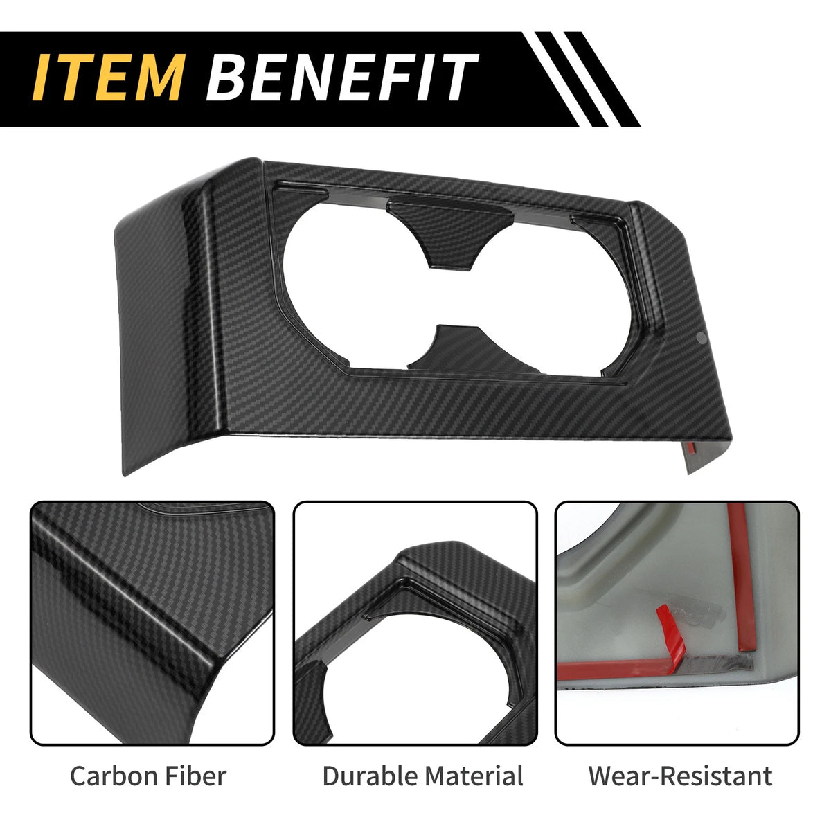 Armrest Box Rear Cup Holder Cover Trim for Ford F-150 (2015-2020)