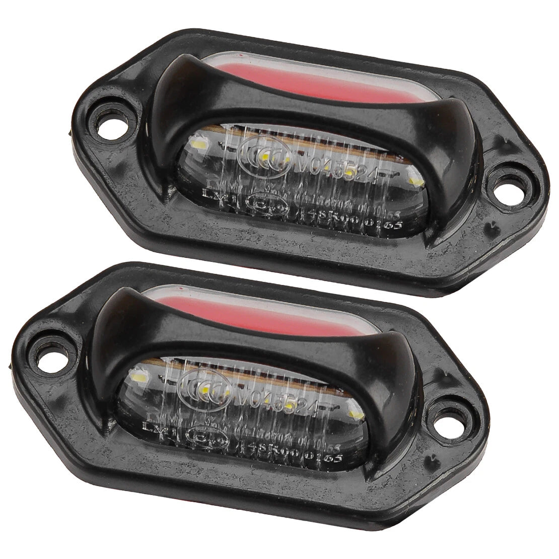 4Pcs 12-24V White & Red LED License Plate Tag Lights for Car Truck Trailer