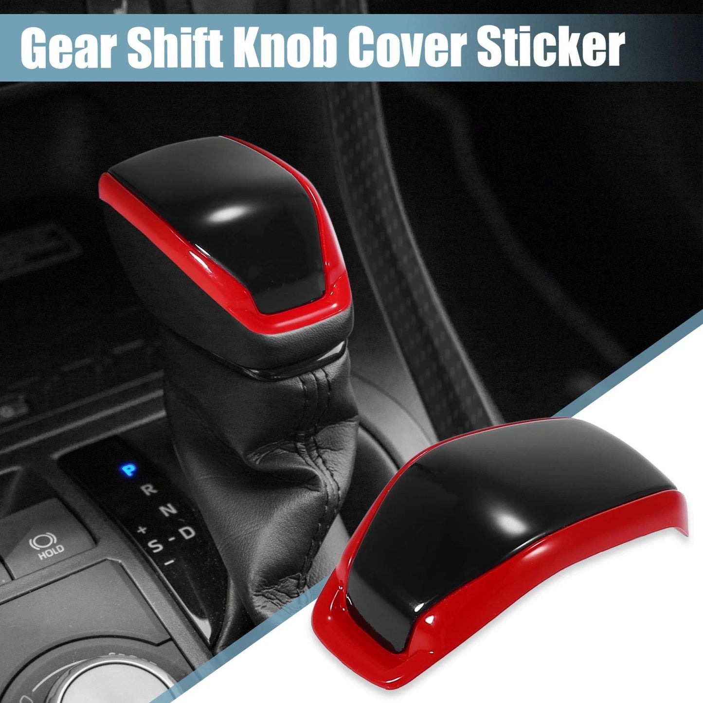 Gear Shift Knob Cover Sticker for Toyota RAV4, Highlander 2019-2021 Black Red