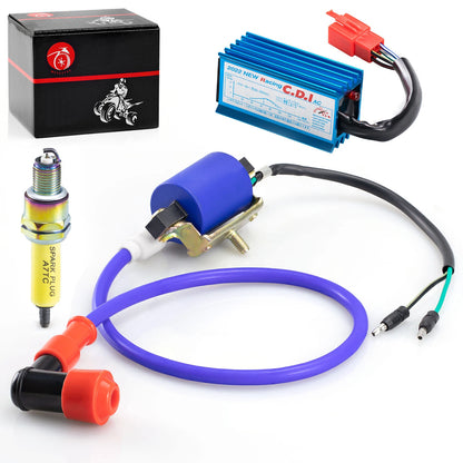5Pin AC CDI Ignition Coil & 10mm Spark Plug for 70-110cc ATV/Dirt Bike