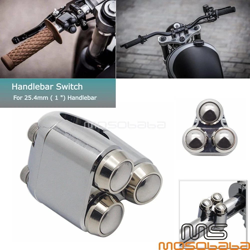 Chrome 1'' 25mm Handlebar Horn Turn Signal Control Switch for Harley