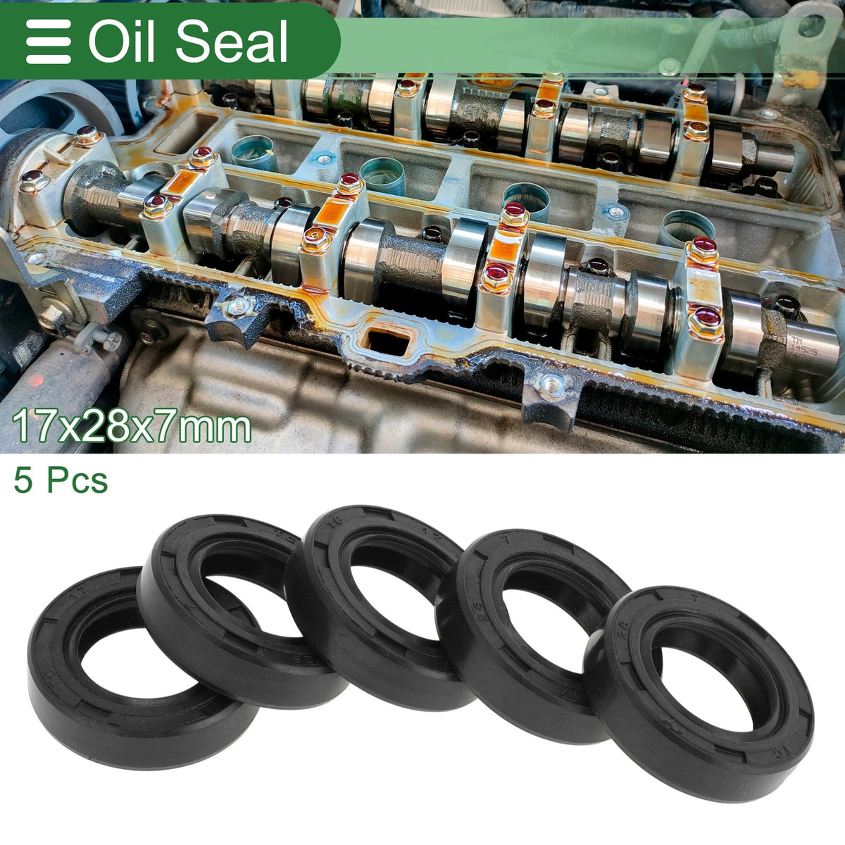 Oil Seal 17x28x7mm Black NBR Rubber Seal Ring Rotary Shaft Seal 5 Pcs