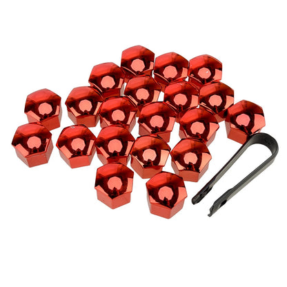 21mm Red Wheel Lug Nut Bolt Center Cover Caps & Tool for Car (Various Years)