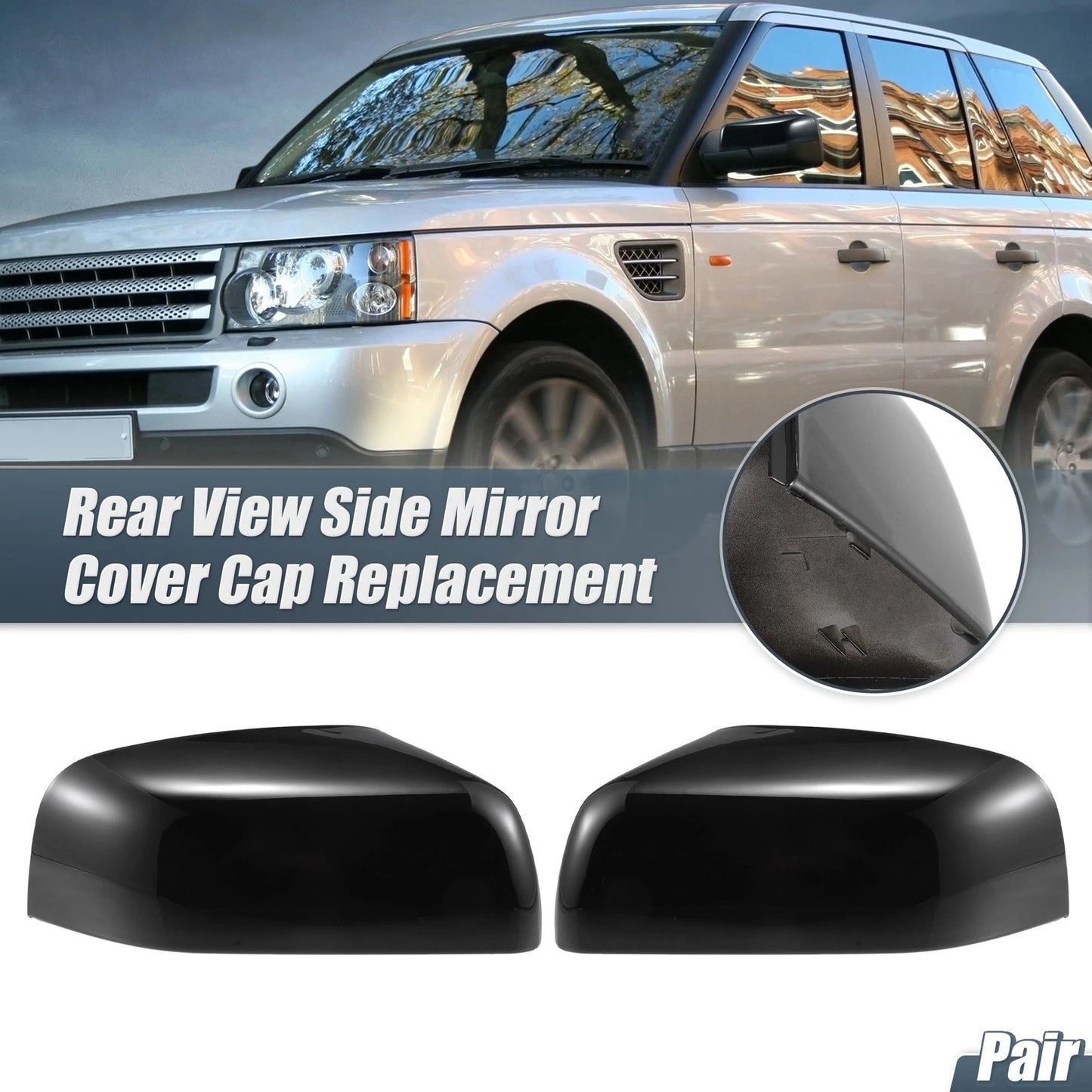 Rearview Mirror Cover Cap Black for Land Rover Range Rover Sport Discovery