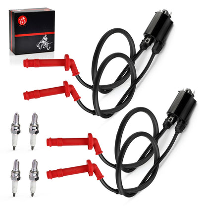 Set of 2 Ignition Coils w/ Spark Plugs for Honda CBR600F3/F2 (1991-1998)