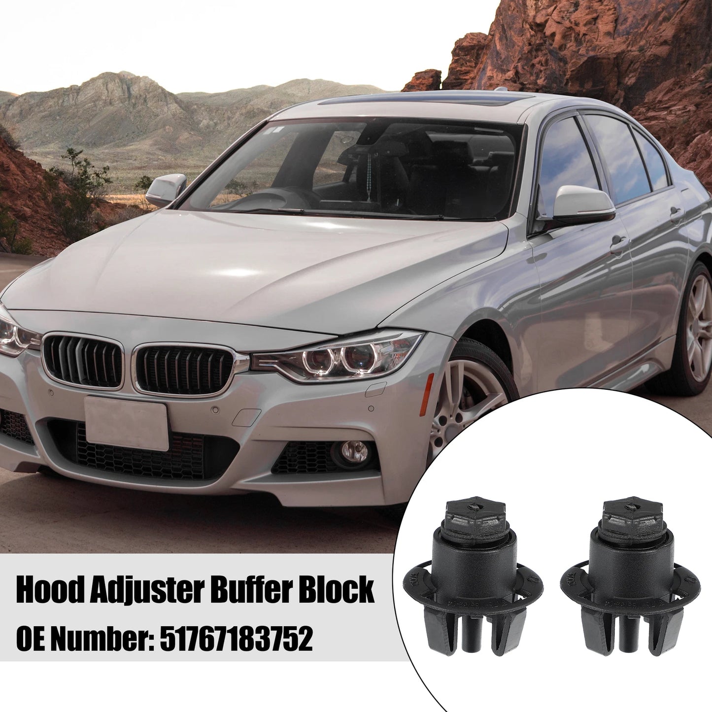 2 x Bonnet Hood Adjuster Buffer Block for BMW (2012-2019)