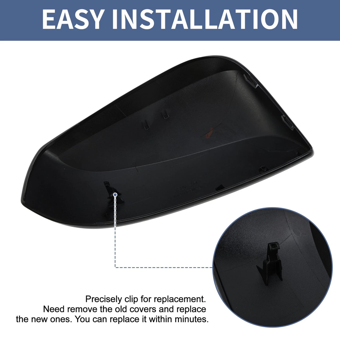 Gloss Black Left Passenger Side Mirror Cover for Toyota RAV4 (2019-2023)