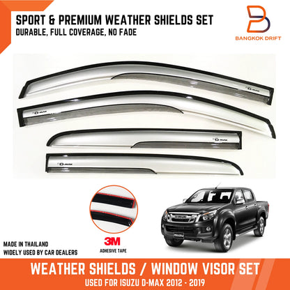 Silver Visor Rain Shield Wind Deflector for Isuzu D-Max (2012-2019)