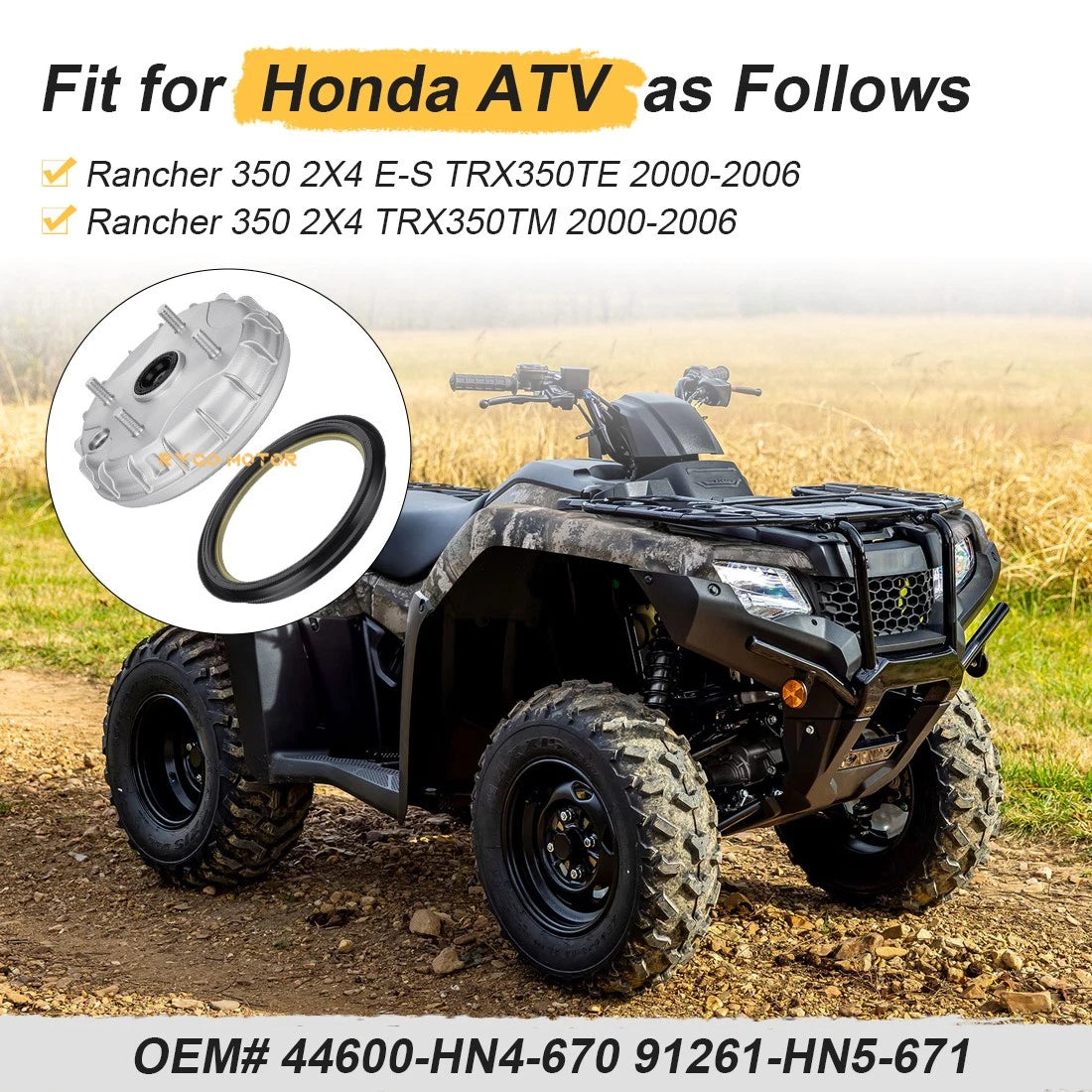 Brake Drum Front W/Seal for Honda Rancher 350 (2000–2006)