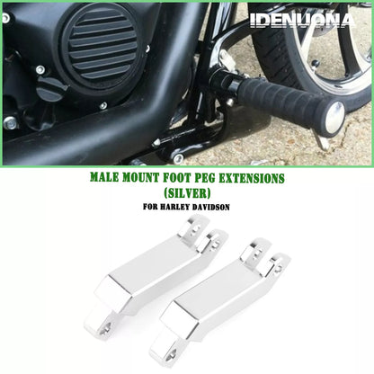 2 x Chrome Male Mount Foot Peg Extensions for Harley Davidson