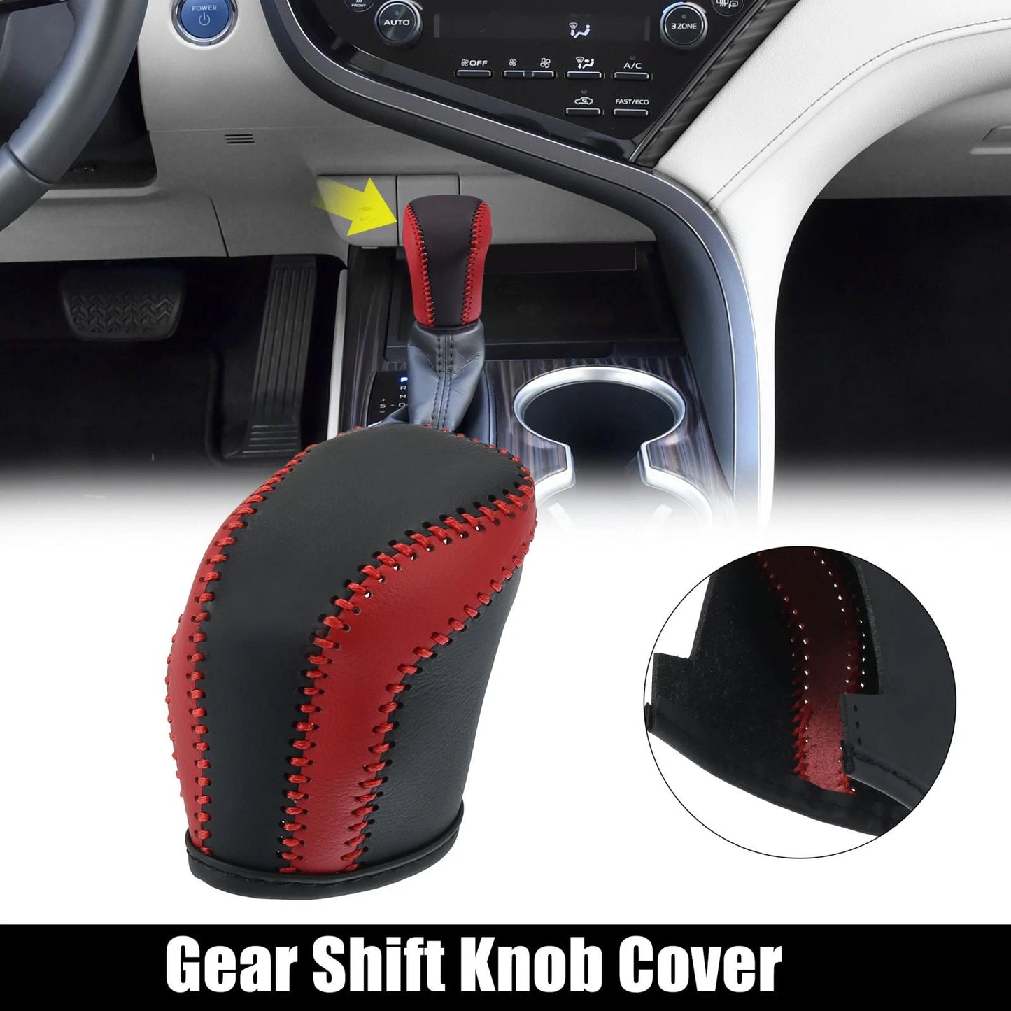 Gear Shift Knob Cover for Toyota Camry Avalon Corolla 2017-2021 Red Black