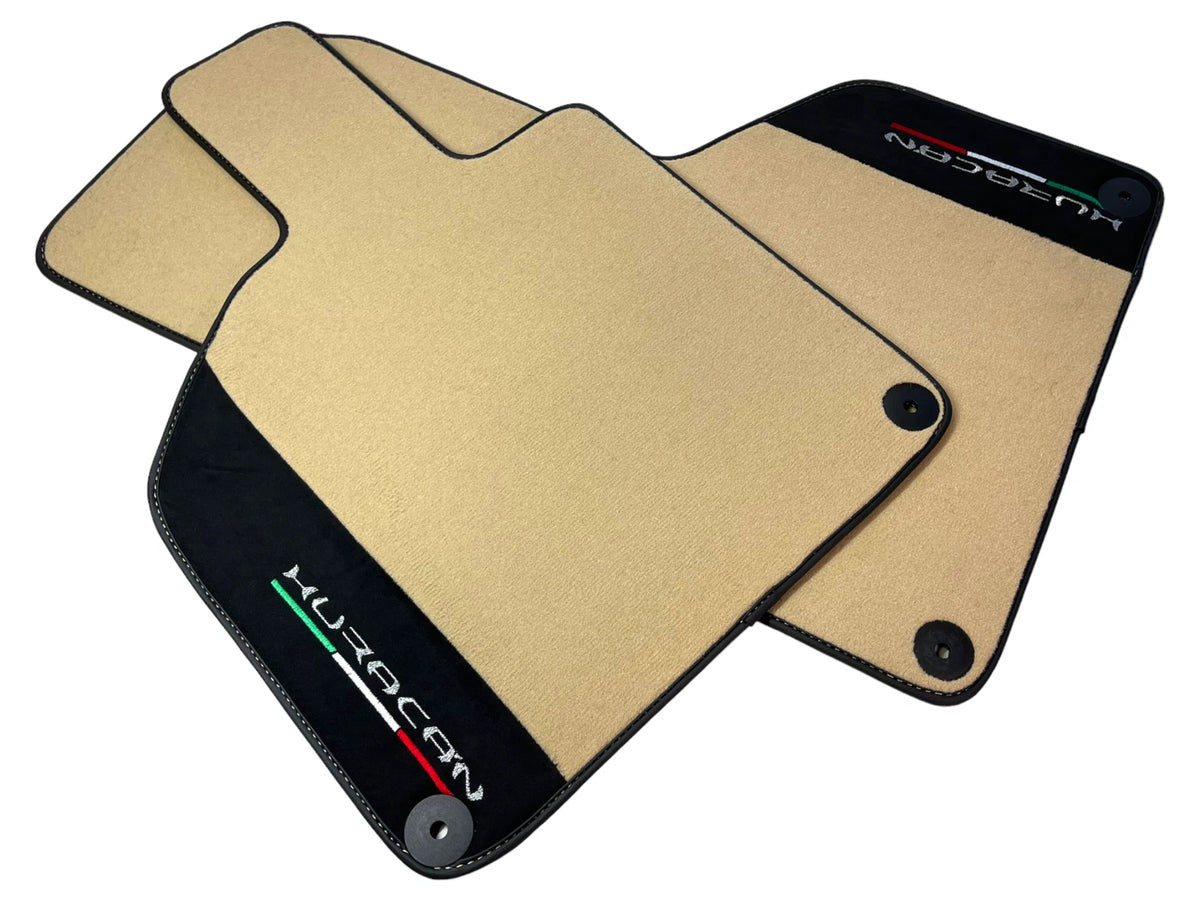 Beige Floor Mats for Lamborghini Huracan with Alcantara Leather (2014-2023)