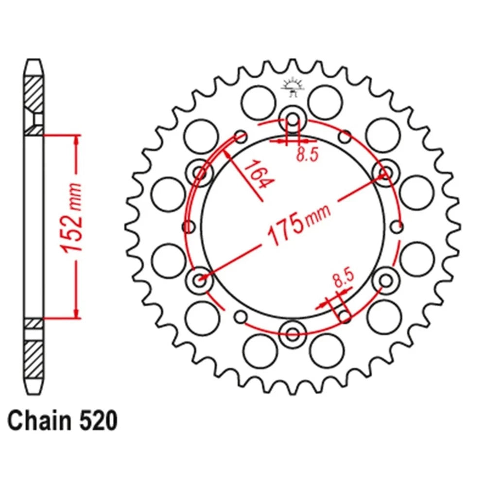 Sprocket 40 Tooth Rear Steel for Yamaha Banshee 350 (1989–2006)