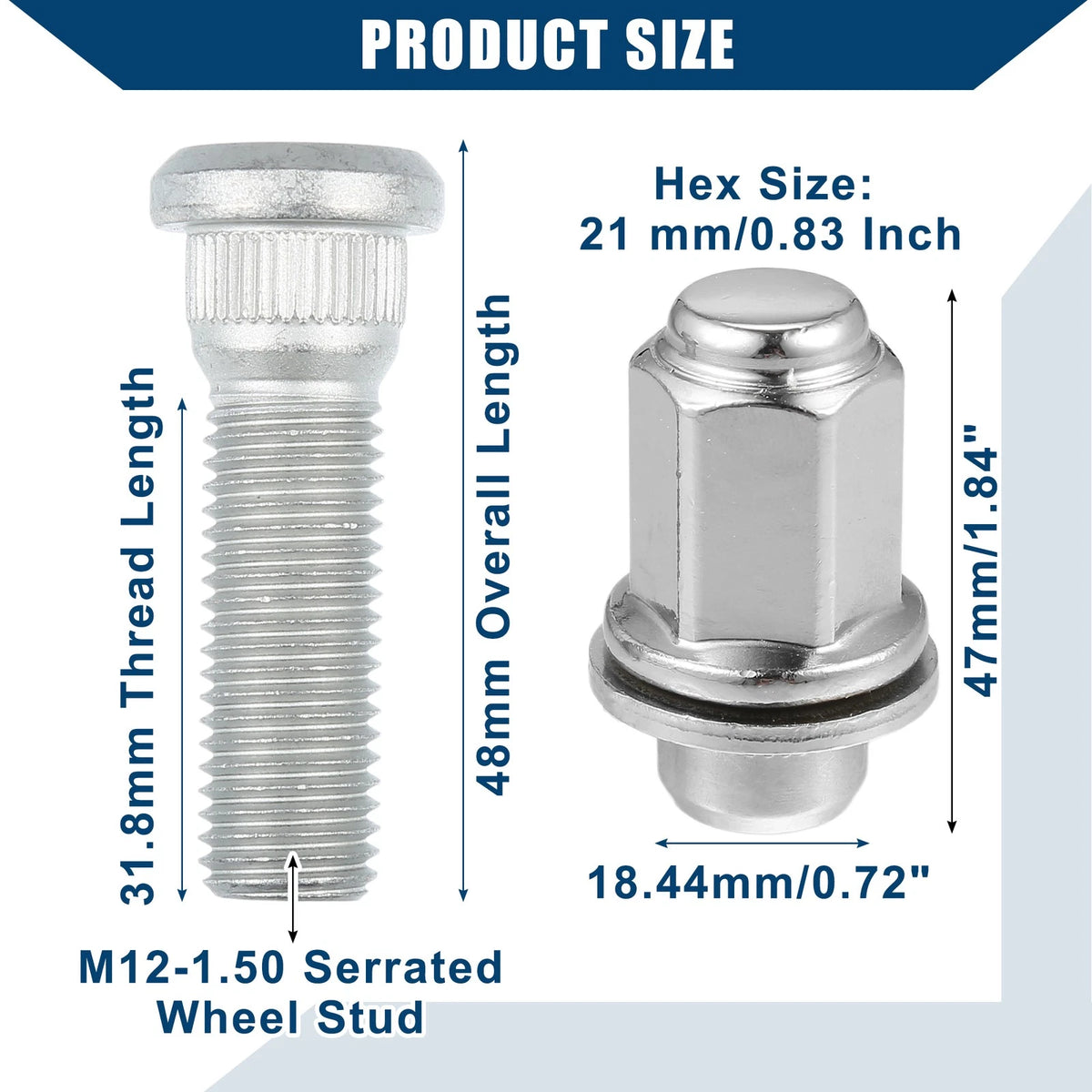 M12-1.5 Wheel Lug Stud Bolts  for Toyota, Lexus, Scion
