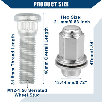 M12-1.5 Wheel Lug Stud Bolts  for Toyota, Lexus, Scion