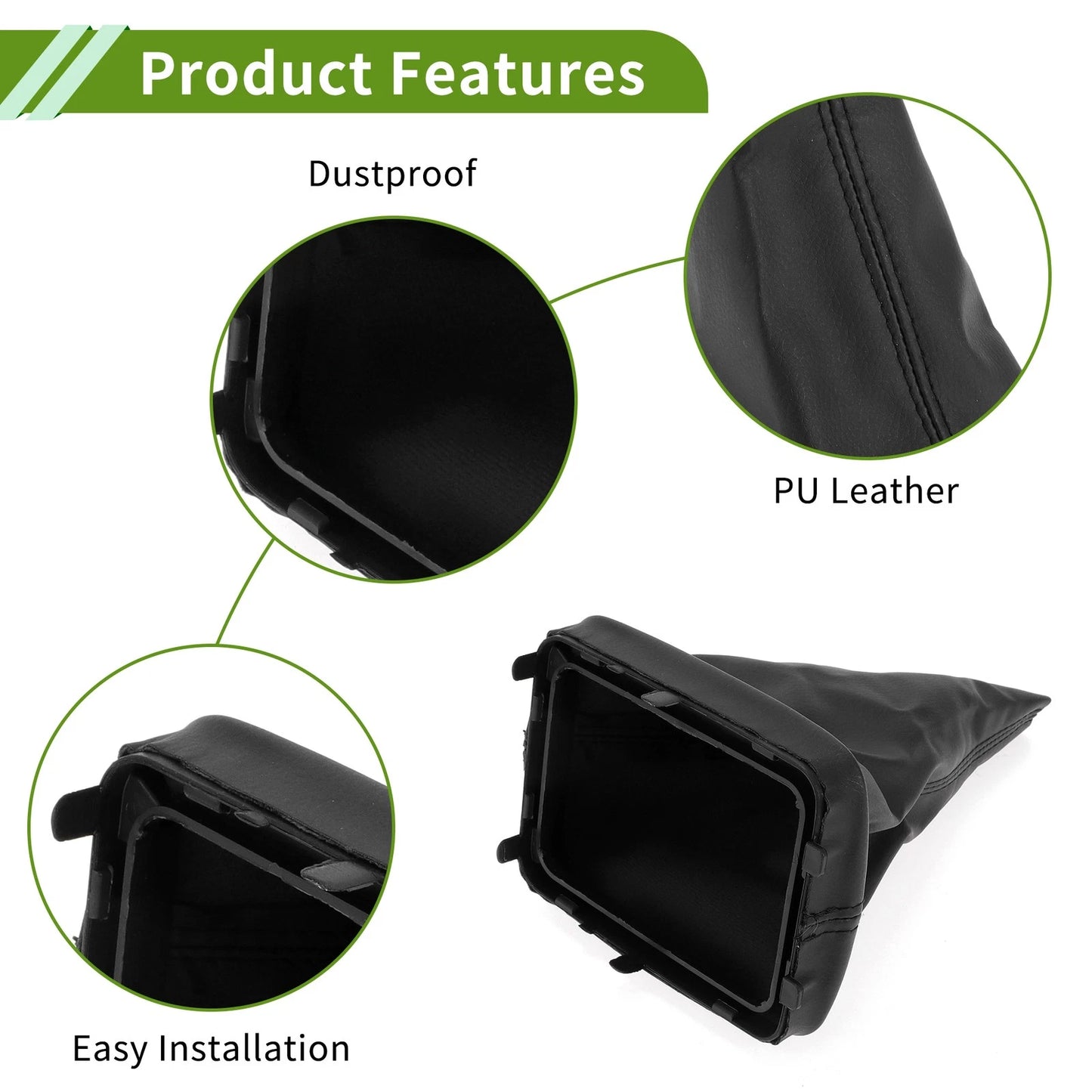 Car Gear Shift Stick Gaiter Black Faux Leather for Peugeot 206 (2007-2023)