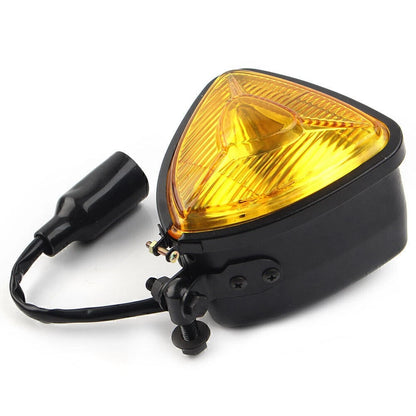 Amber Triangle Headlight Lamp for Harley Motorcycle Chopper Bobber (12V)