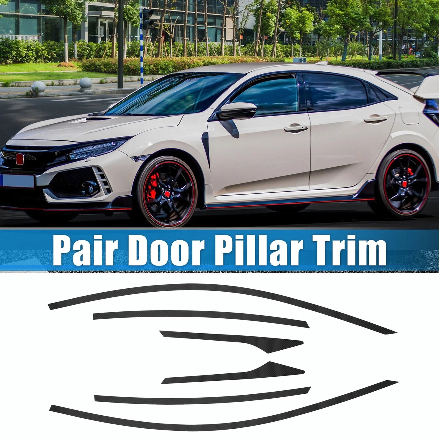 6 Pcs Windshield B Pillar Trim for Honda Civic (2016-2021) Carbon Fiber