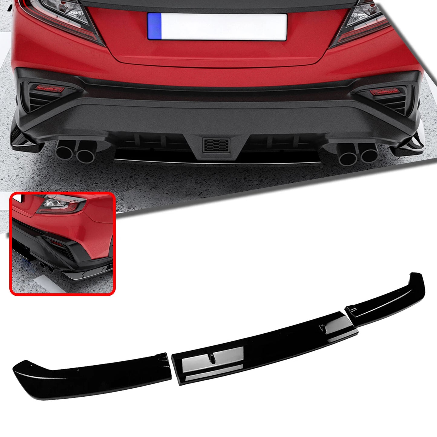 Rear Bumper Diffuser Lip for Subaru WRX STi (2022-2024) Gloss Black