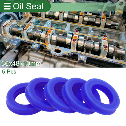 Oil Seal 30x48x10mm TPU Rotary Shaft Seal Blue 5 Pcs