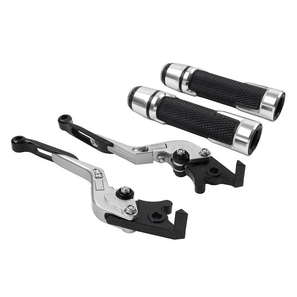 Silver Adjustable Brake Clutch Lever Grip Set for Kawasaki ER6F ER6N (2006-2016)