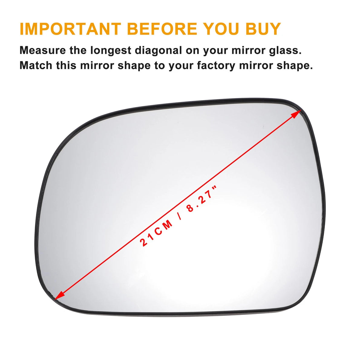 Left Side White Mirror Glass w/ Back Non-heated for Toyota Hilux (2004-2011)