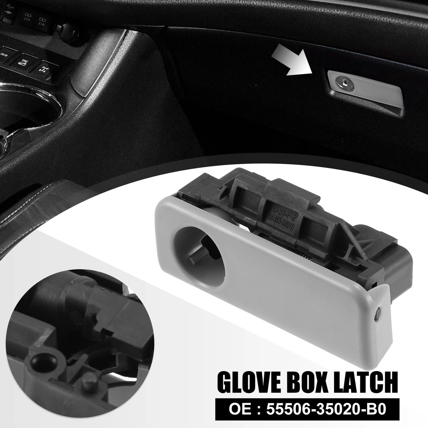 Glove Box Latch Handle Gray for Toyota 4Runner (2003–2009)