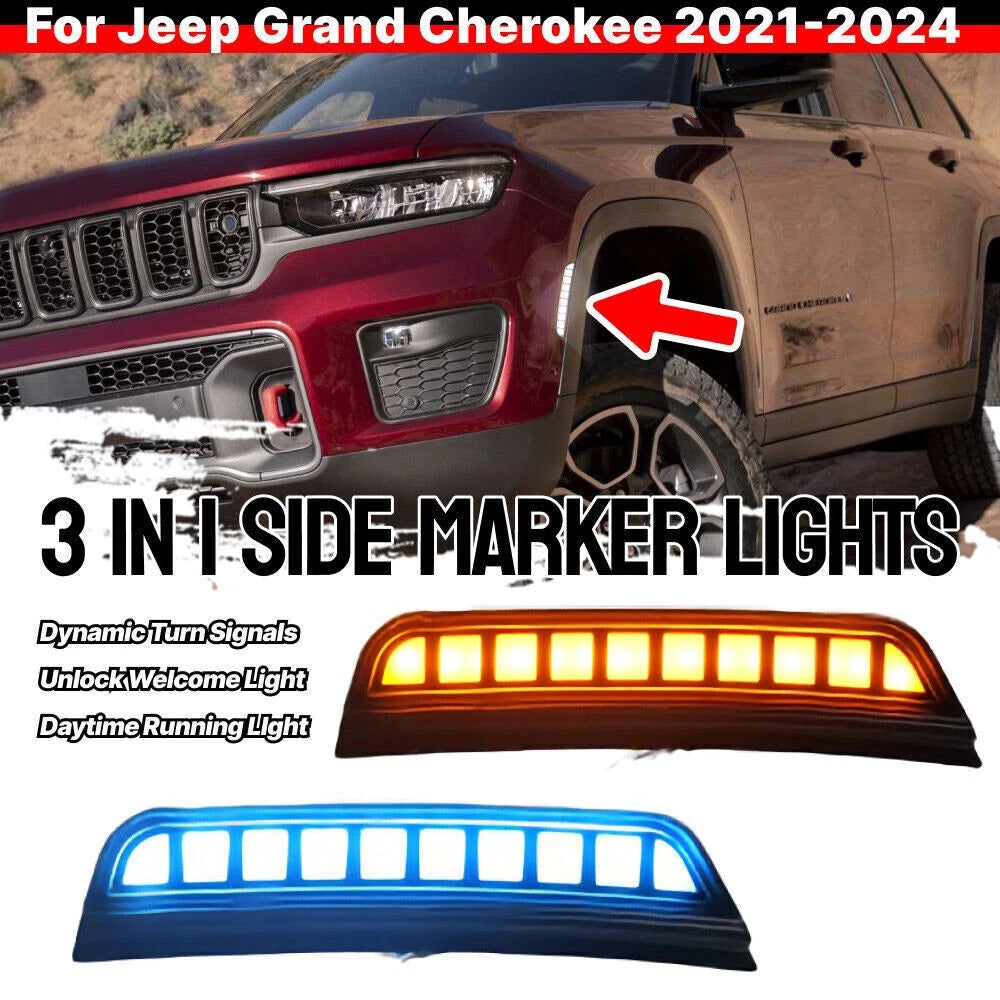 LED Side Marker Light Turn Signal Blinker for Jeep Grand Cherokee (2021–2024)