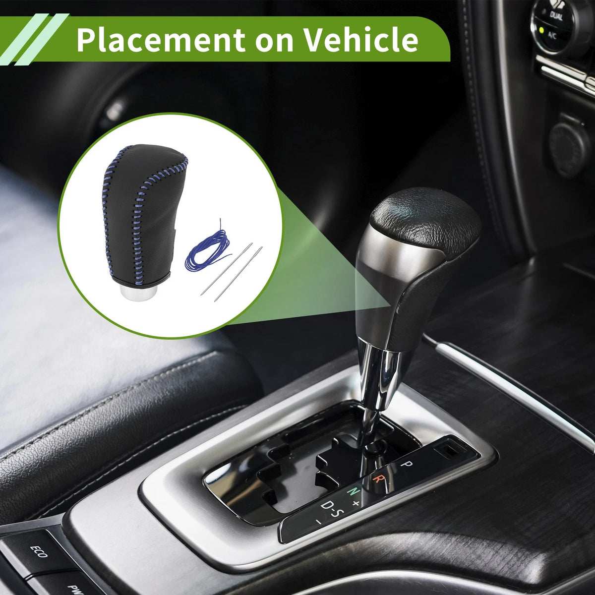 Car Gear Shift Knob Cover for Mazda 3 (2014-2018) Black Blue Faux Leather