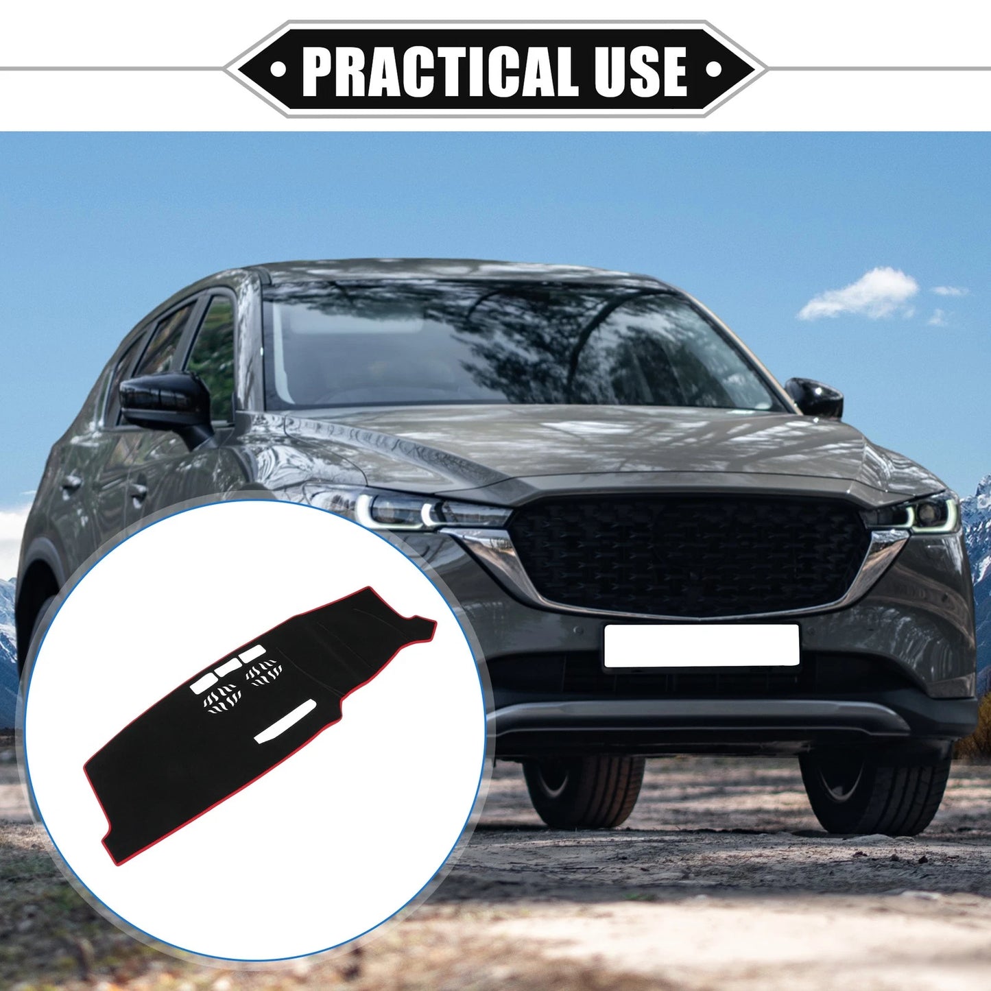 Dashboard Cover Mat for Mazda CX-5 2016-2023 Black Red