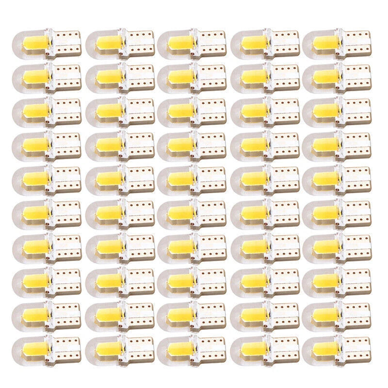 50 x T10 194 168 W5W COB LED Auto License Plate Dome Map Light Bulbs for Cars