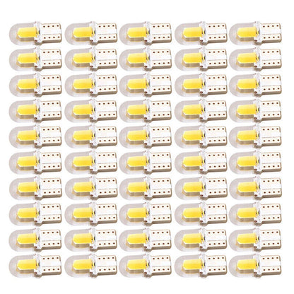 50 x T10 194 168 W5W COB LED Auto License Plate Dome Map Light Bulbs for Cars