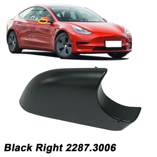 2 x Right Side Rearview Mirror Cover for 2017-2022 Tesla Model 3 Black