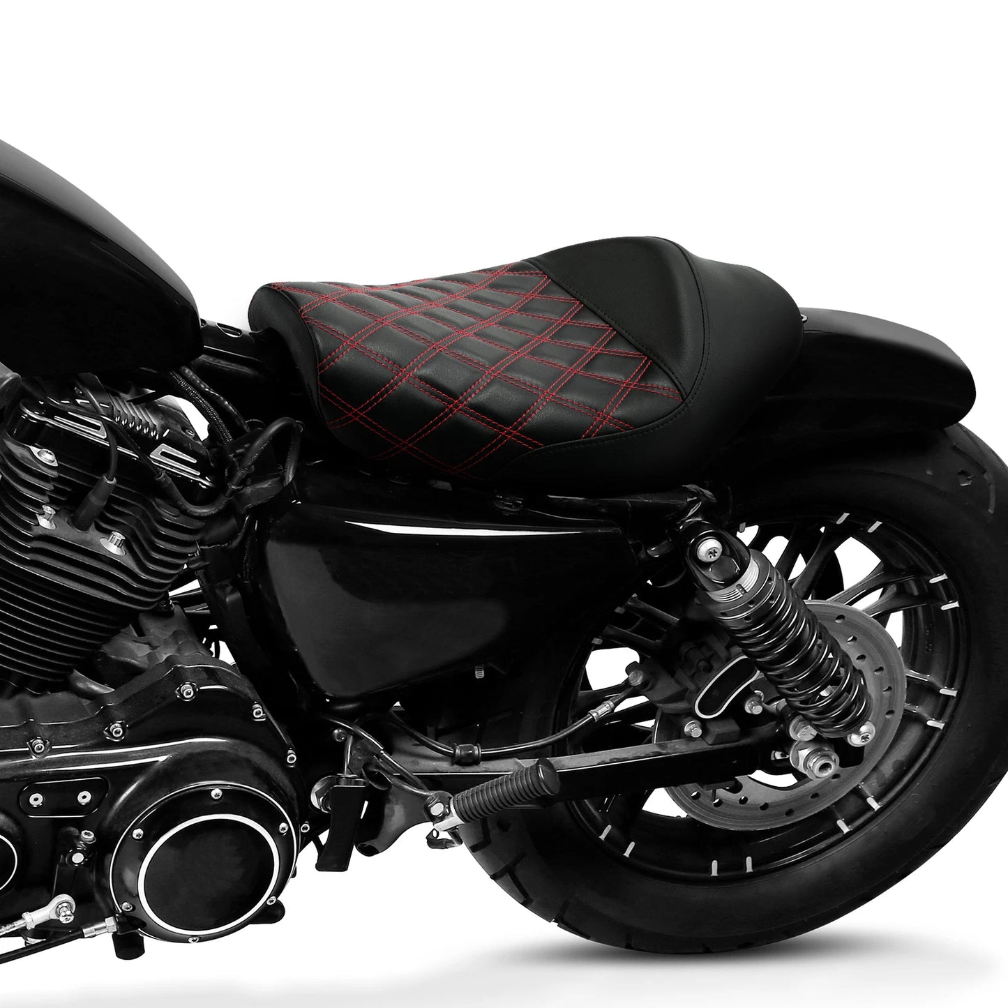 Black Red Driver Rider Seat for Harley Sportster Iron XL883 XL1200 (2010-2022)