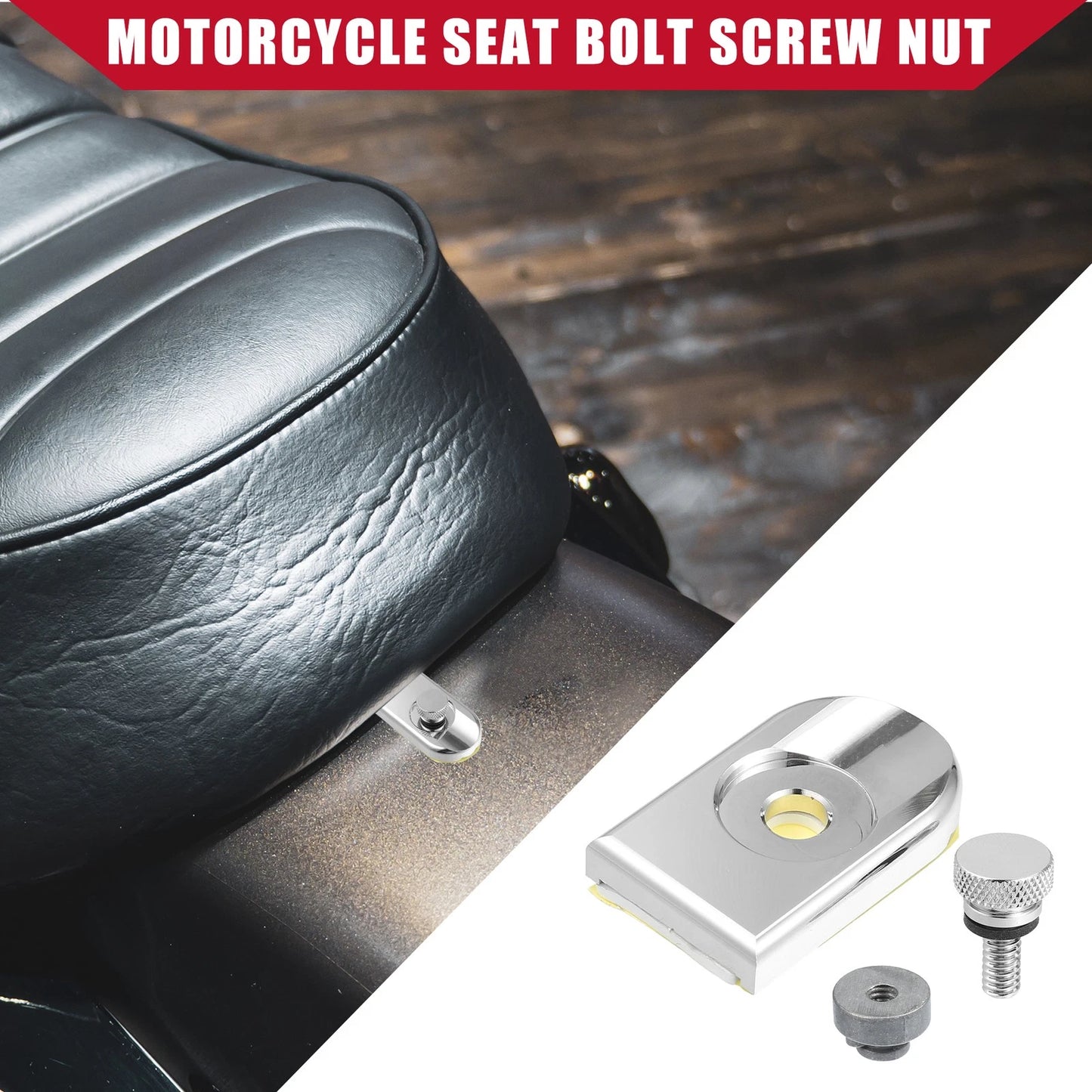 Seat Bolt Screw Set with Cover Nut Silver Tone for Harley Davidson