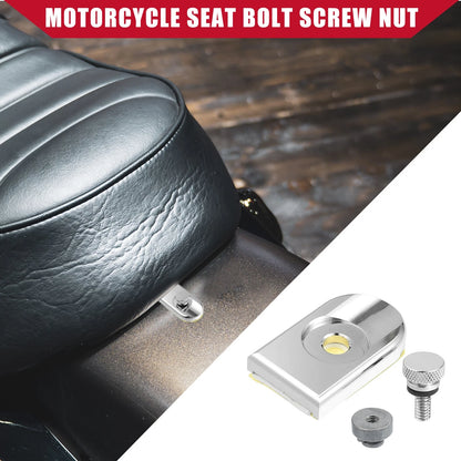 Seat Bolt Screw Set with Cover Nut Silver Tone for Harley Davidson