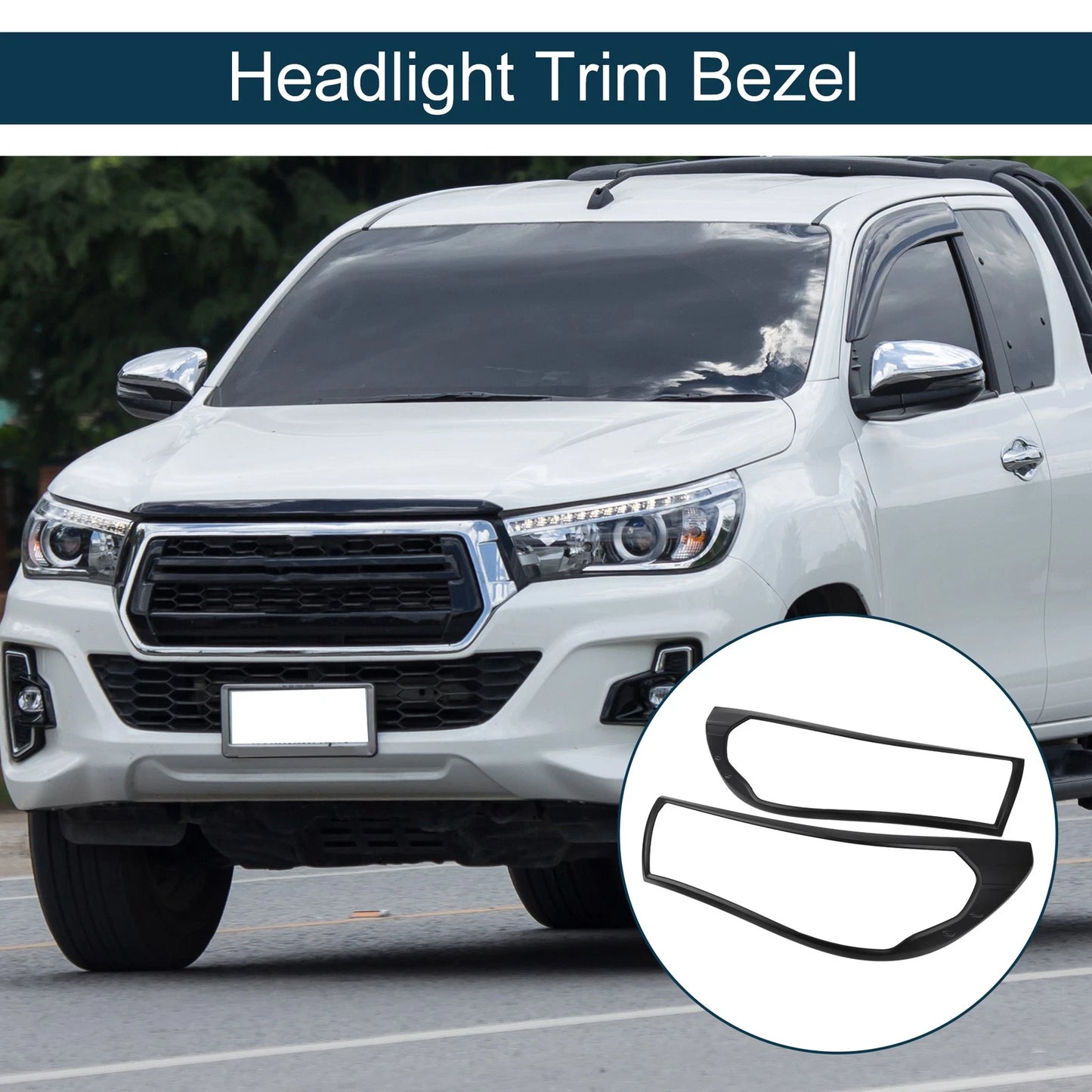 1 Pair Car Front Headlight Trim Bezel for Toyota HILUX REVO (2015–2017)