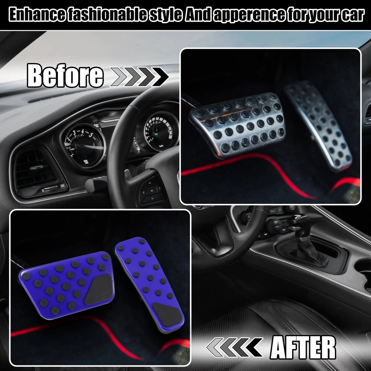 Pedal Cover Set Blue for Dodge Charger (2009 - 2019)