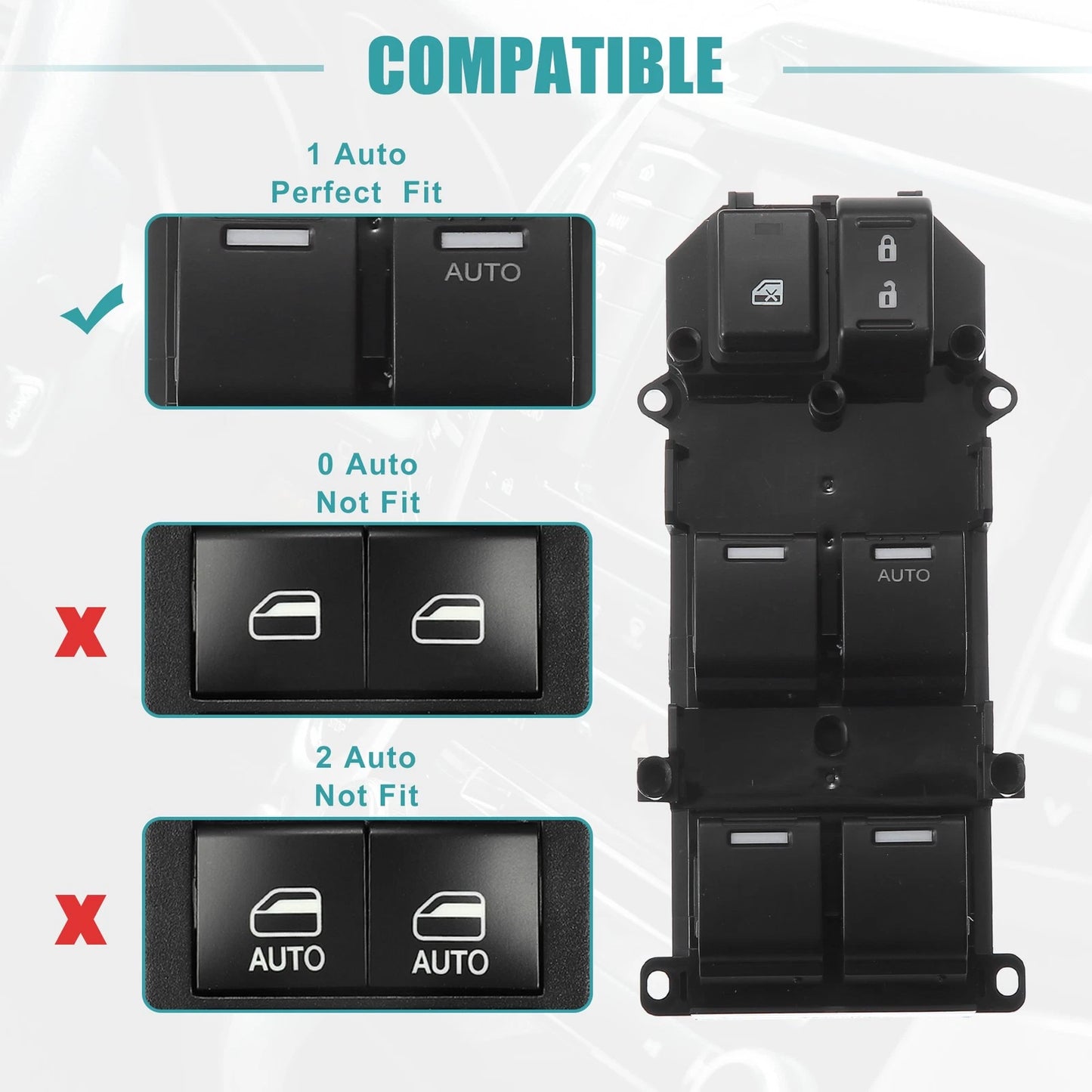 Driver Side Power Window Switch for Honda Accord (2008-2011) Black
