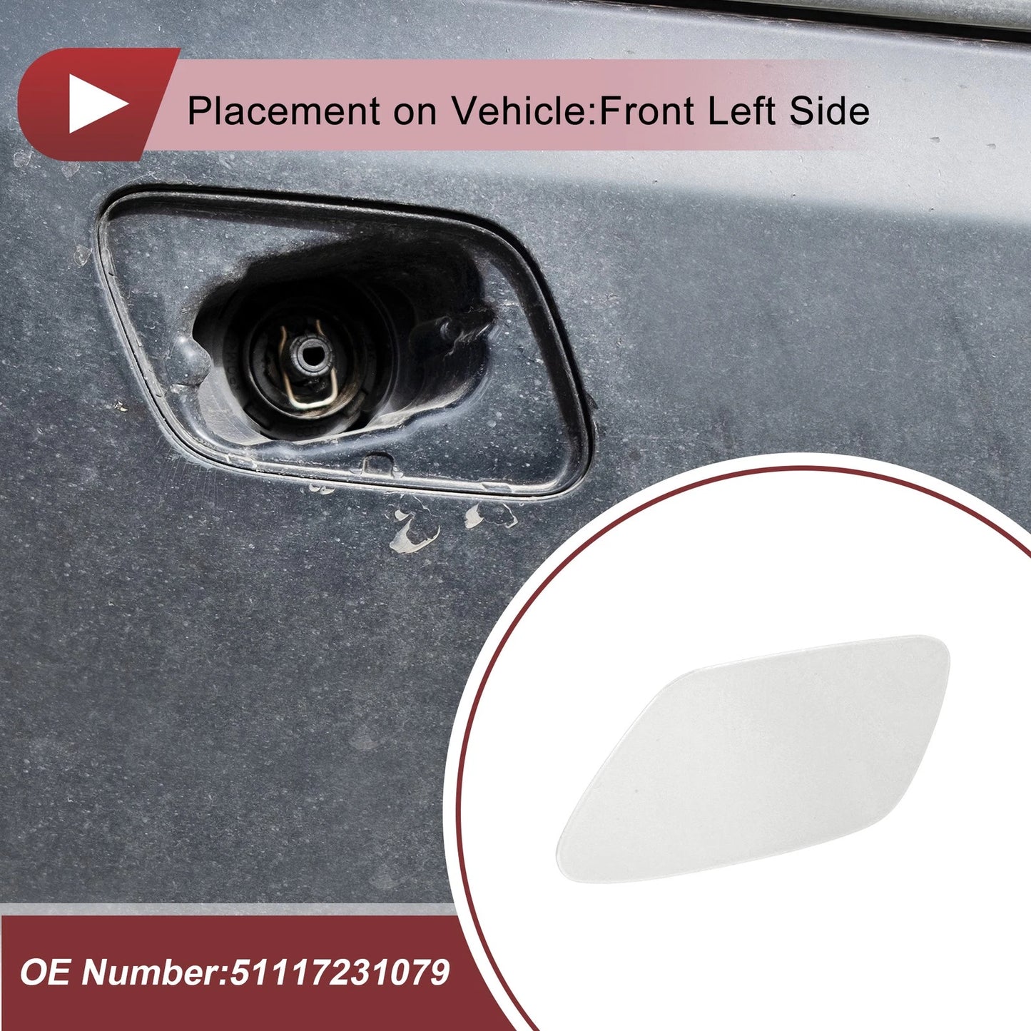 Bumper Headlight Washer Nozzle Cover for BMW Z4 (2009-2016) White