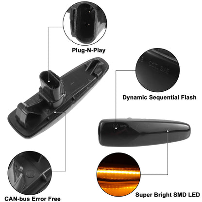 LED Side Marker Lights  Black for Mitsubishi Lancer VIII (2007-2017)