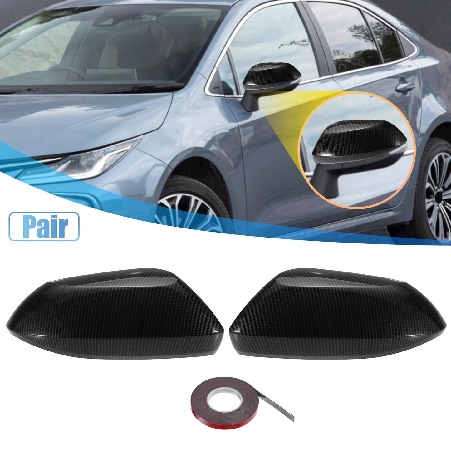Carbon Fiber Door Rearview Mirror Cover Cap for Toyota Corolla (2020-2022)