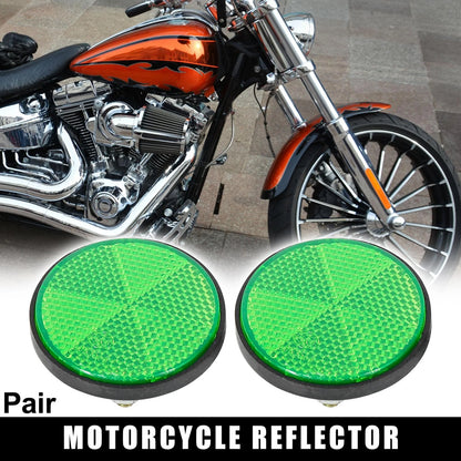Pair / M6x1.0 / Green Universal Screw Mount Warning Reflector for Motorcycle Bike