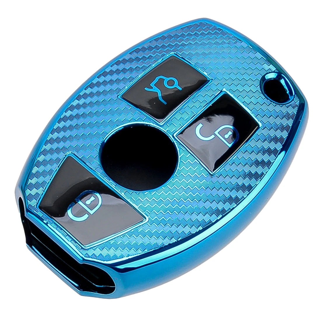 Blue TPU Key Fob Case Cover for Mercedes Benz A B C E G (2013-2023)